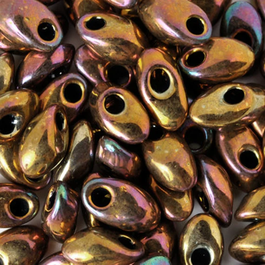 Seed Beads-4x7mm-462 Metallic Gold Iris-Long Magatama-Miyuki-7 Grams