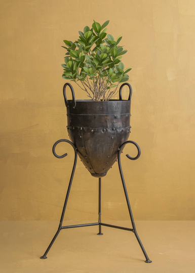 Recycled Iron Planter On Stand 'Vanari'