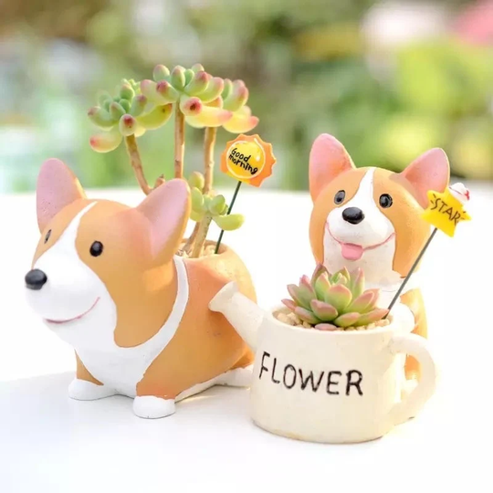 Corgi Planter, Plant Pot, Dog Animal Pot For Succulents Plants, Flower Ornament, Pen