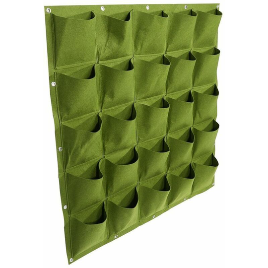 25 Pocket Vertical Grow Bag Hanging Flower Pot for Outdoor Garden Decoration (Green)