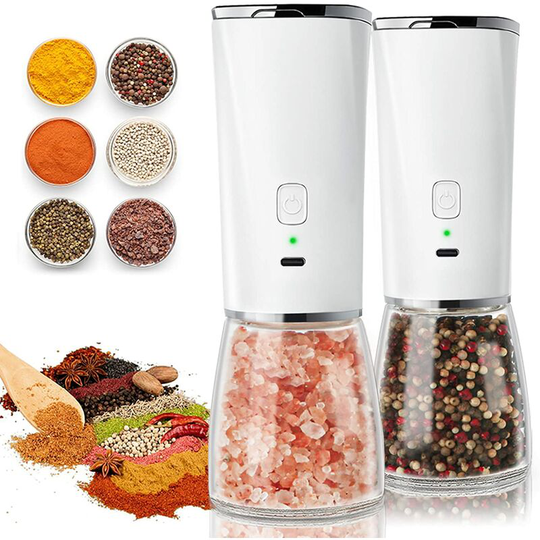 Electric Salt and Pepper Grinder Set, usb Rechargeable Gravity Salt Grinder and Pepper Mill, 170ML High Capacity Refillable, Adjustable Coarseness (2