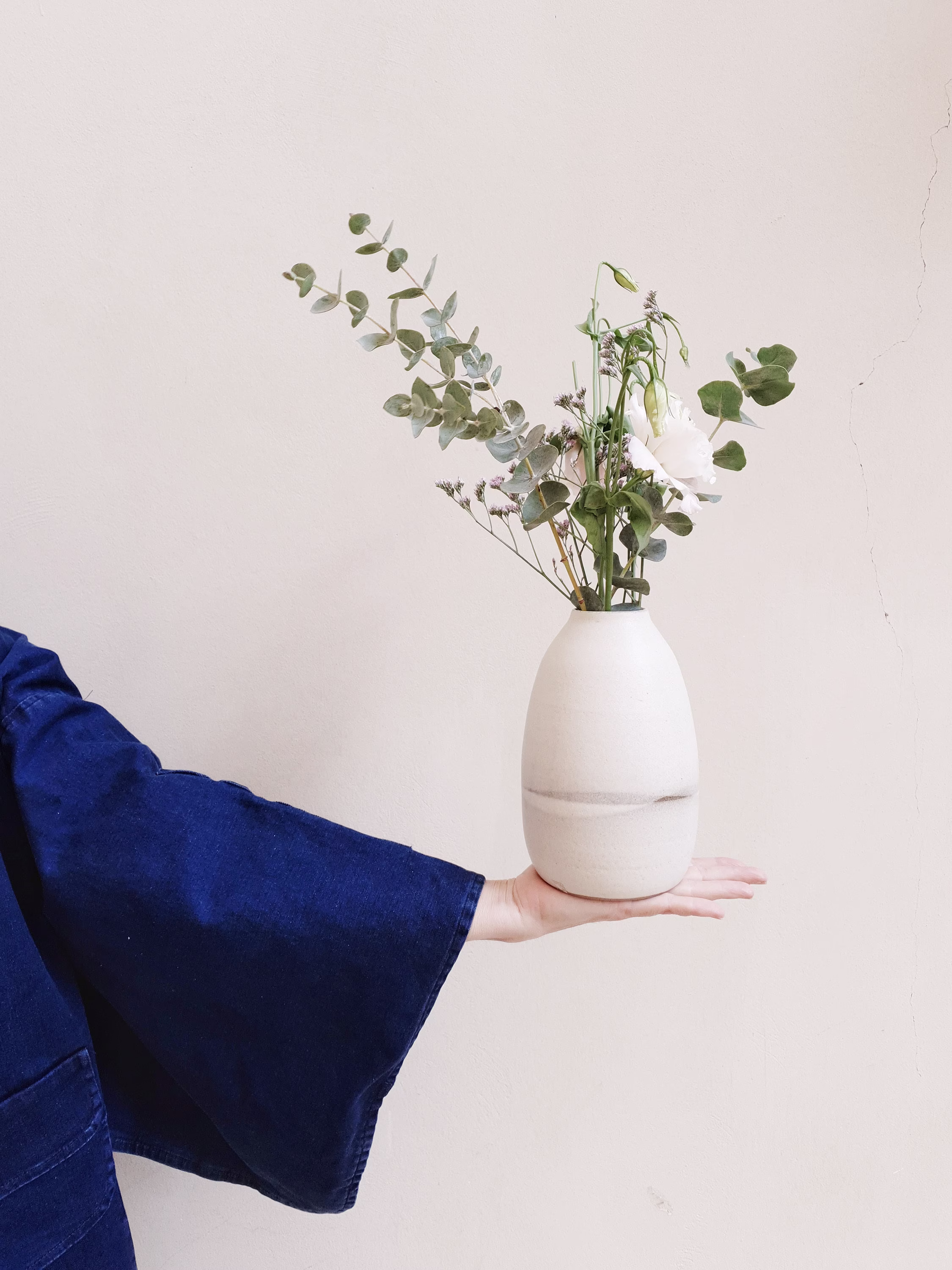 Pottery Vase, Ceramic Vase For Flowers, Modern Gift, White Minimalist Rustic Pottery, Stoneware Unique