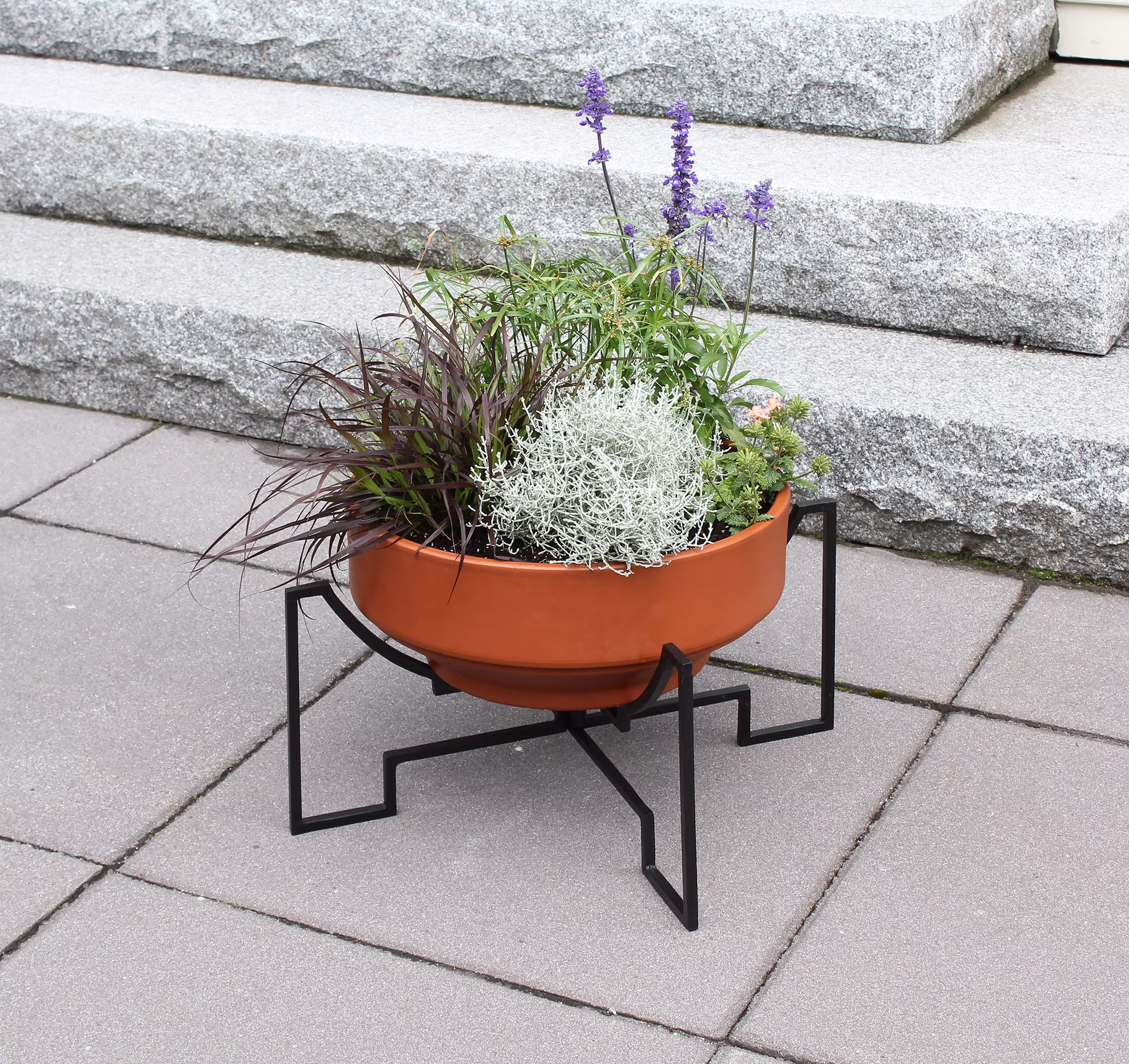 Mid-Century Modern Geometric Planter Stand, Indoor/Outdoor