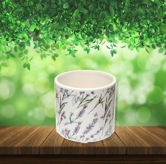 Lavender Indoor Planter, Ceramic Freestanding Plant Pot, Fields, UK Seller, Gift Boxed Quirky