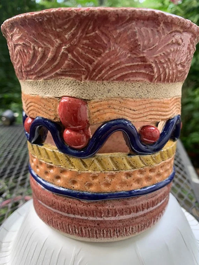 Handmade Colorful Stoneware Pot