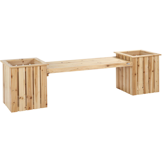 Garden Planter & Bench Combination Planter Box Garden Bench Natural - Natural wood finish - Outsunny