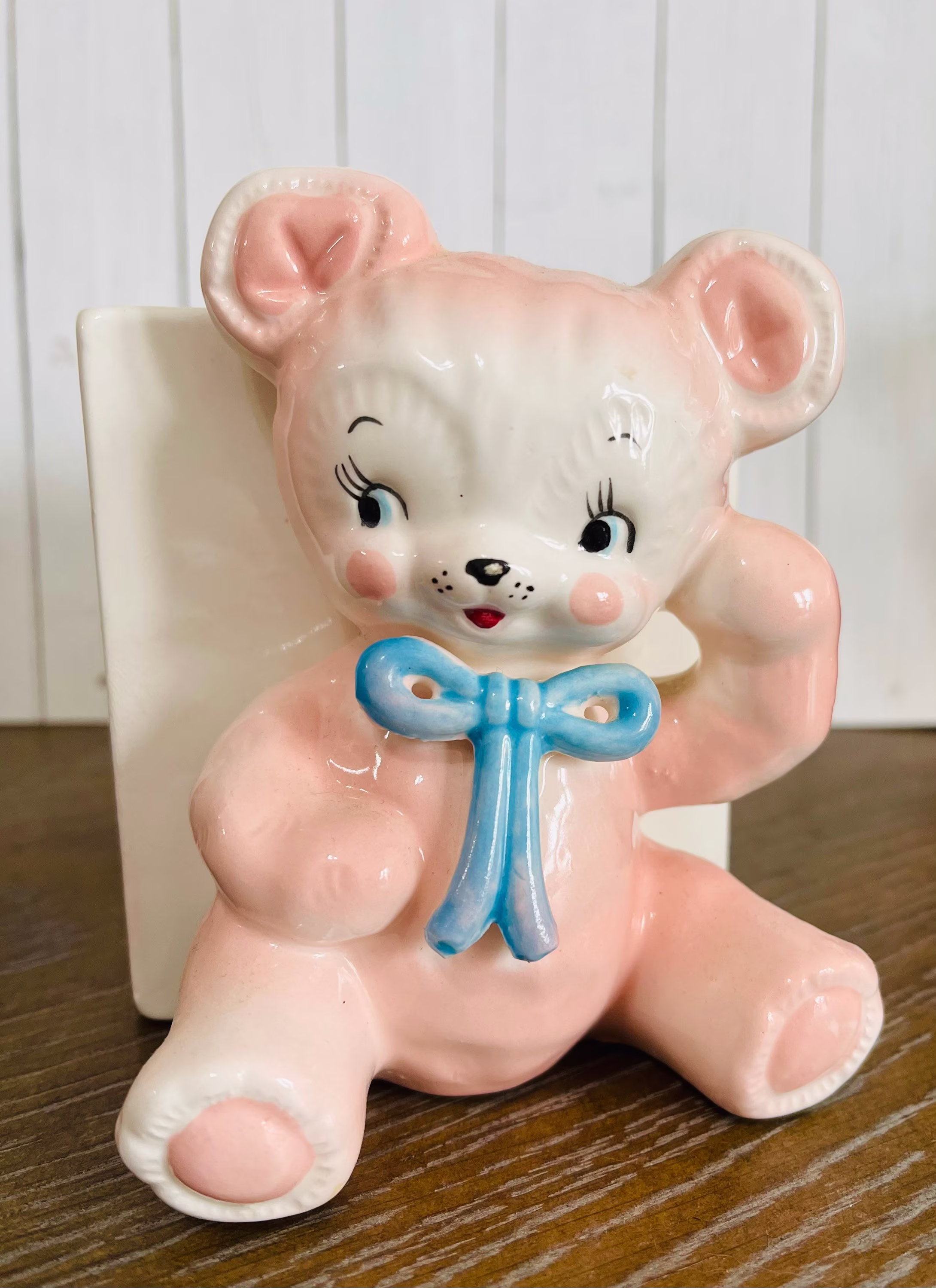 Vintage Bear Planter/ Napcoware Nursery Planter/Napco Pink