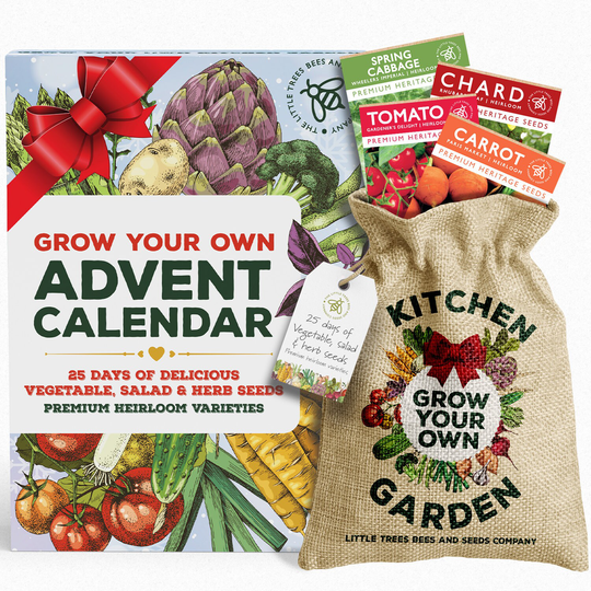 Gardening Gifts Advent Calendar 2022 25 Premium Vegetable Seeds, Salad & Herb Seeds With Hessian Sack To Store Perfect Xmas Gift