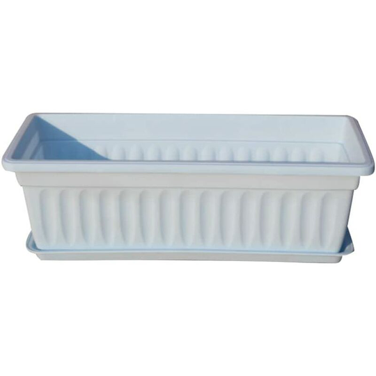 1Pcs Rectangular Window Flower Box Planter,Plastic Flower Pot Plant Container Gardening Tools for Windowsill, Garden, Balcony Blue 44x19x14cm