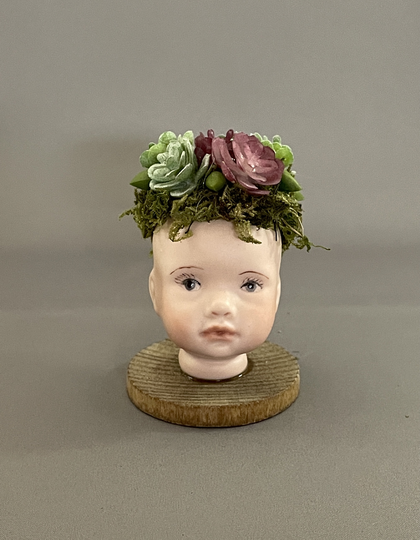 Ruby Porcelain Dollhead Planter