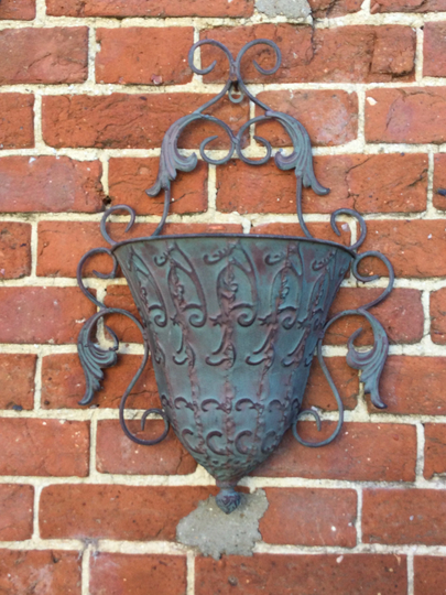 French Style Rustic Verdigris Wall Planter Jardiniere