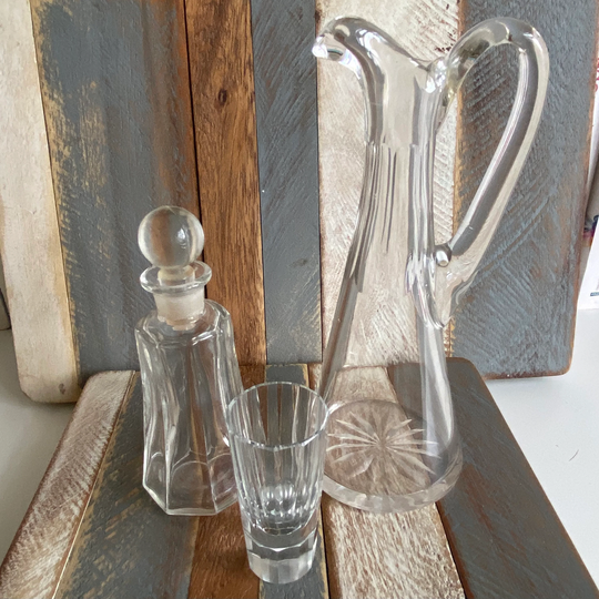 Antique 1920S 3 Piece Medicine Crystal Glass Set