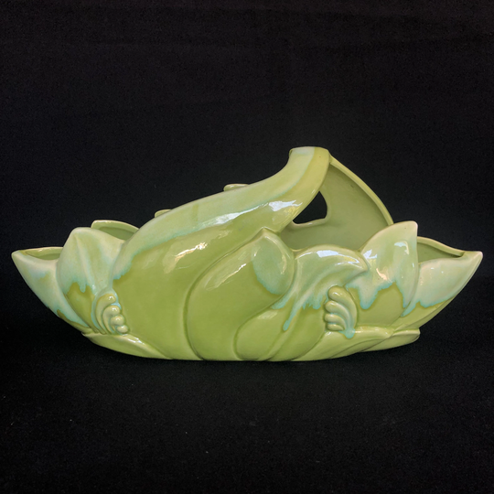 Vintage Royal Haeger R988 Planter Pot Handled Bowl in Chartreuse