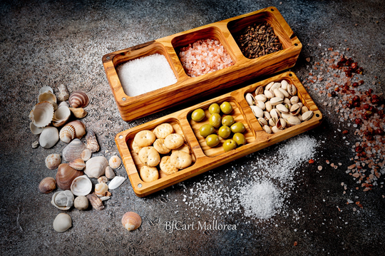 Large Salt Shaker With A Useful Lid & 3 Compartments Of Olive Wood For All Kinds Salt, Spices Condiments, Cellar