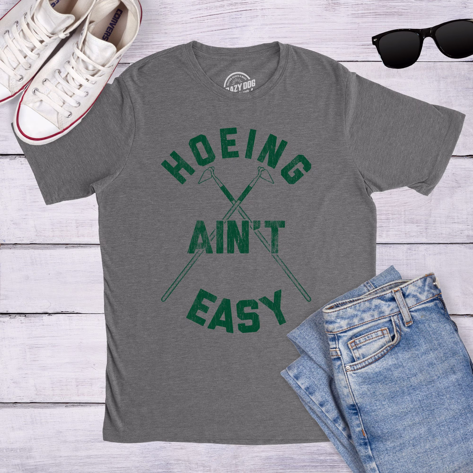 Hoeing Ain't Easy, Sarcastic Gardeners Gifts, I Love Gardening T Shirt, Funny Dad Botany Quote Garden Plant Tshirts