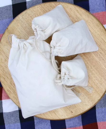 12x20 Inches Poly Cotton Muslin Bags. Single Drawstring Premium Quality Reusable Gift Pouches. Best For Storage & Gift