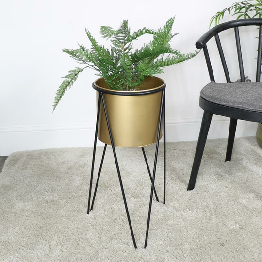 Melody Maison - Large Gold & Black Planter - Gold, Black