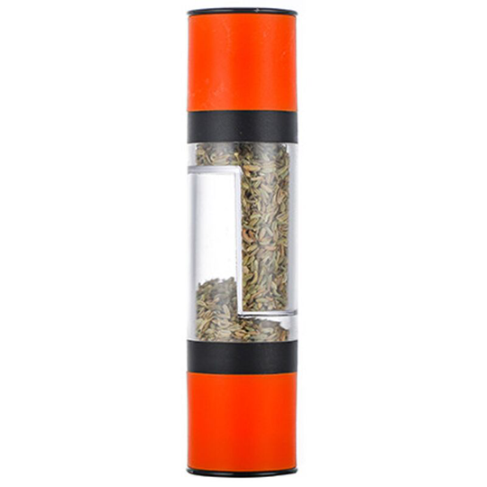 Fvbjd - Salt and Pepper Grinder - 2 in 1 Manual Salt Pepper Mill Herb Spice Grinder Shakers Refillable orange