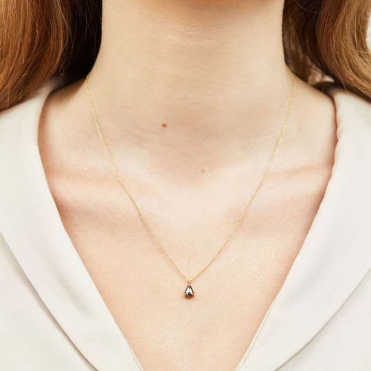 18ct Gold Triangular Salt And Pepper Diamond Necklace, Gold