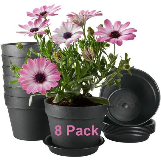 Flower Pots, 9.5 Inch Outdoor Planters, Planters for Flowers, Snake Plants, African Violets, Pack of 5, Plants not Included