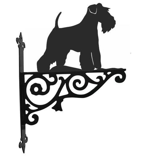 Miniature Schnauzer Ornamental Hanging Bracket - Contemporary Basket Wall Mounted Decorative Garden Black