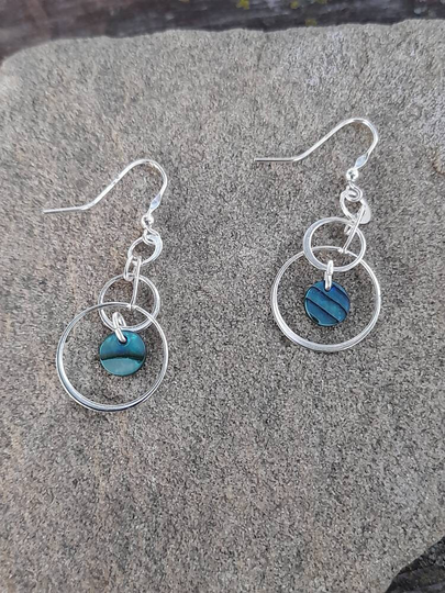 925 Sterling Silver Abalone Hoop Earrings