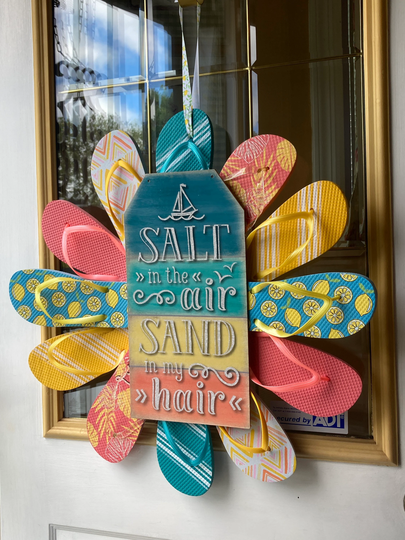 Salt in The Air, Sand My Hair Flip Flop Wreath