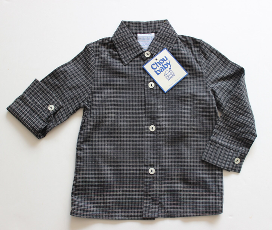 Vintage 70's Plaid Mid Season Shirt - French New Old Stock Size 2 Years