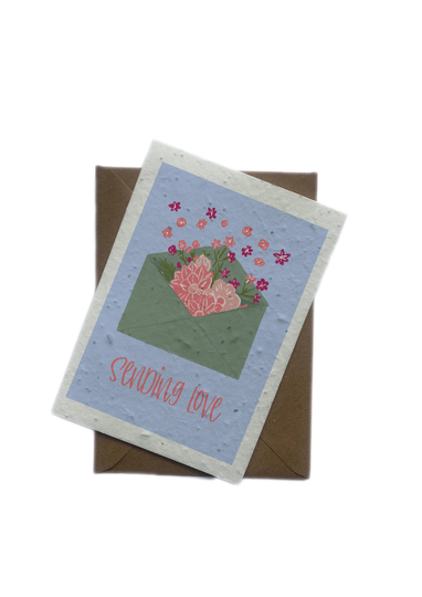 Sending Love. Thinking Of You. Seeded Card. Plantable. Grows Wildflowers