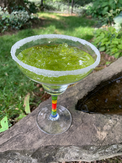 Fake Lime Margarita With Crushed Ice & Salt Rim. Faux Drink That Looks So Real, You'll Swear You Could Take A Sip