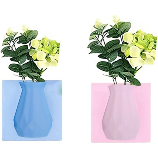 Benobby Kids - 2 Pack Magic Silicone Sticky Vases, Reusable & Reusable Wall Mounted Planters, Hanging Planters for Home/Window/Refrigerator Door Decor
