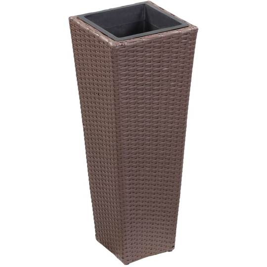 Devenirriche - Garden Raised Bed 30x30x80 cm Poly Rattan Brown - Brown