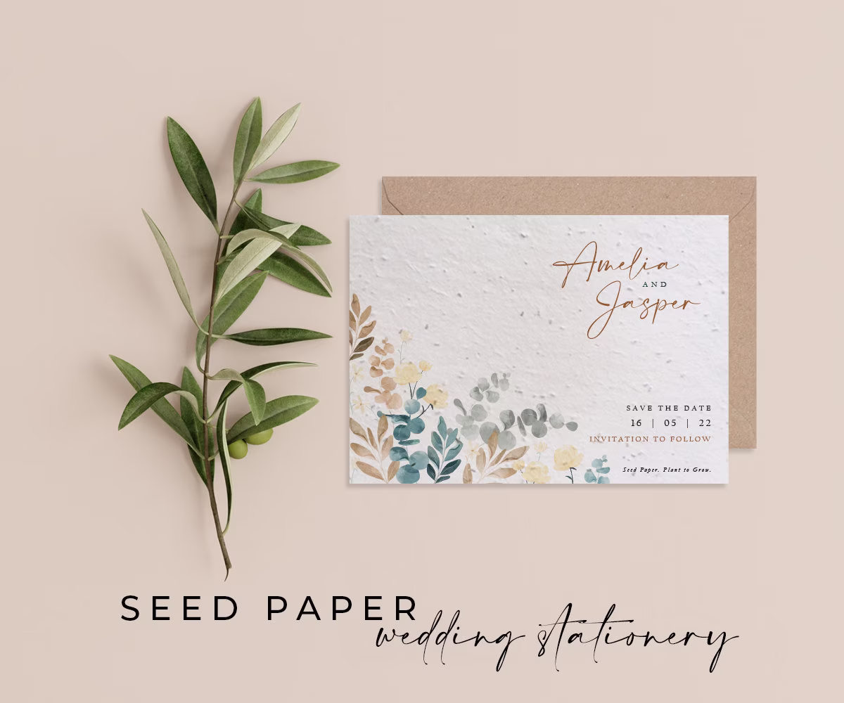 Invitation Card, Plantable Seed Cards, Save The Date Sustainable Biodegradable Wedding Invitation Eco-Friendly