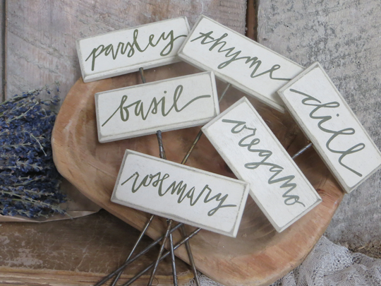 Wooden Herb Garden Stakes-Farmhouse Garden-Cooking