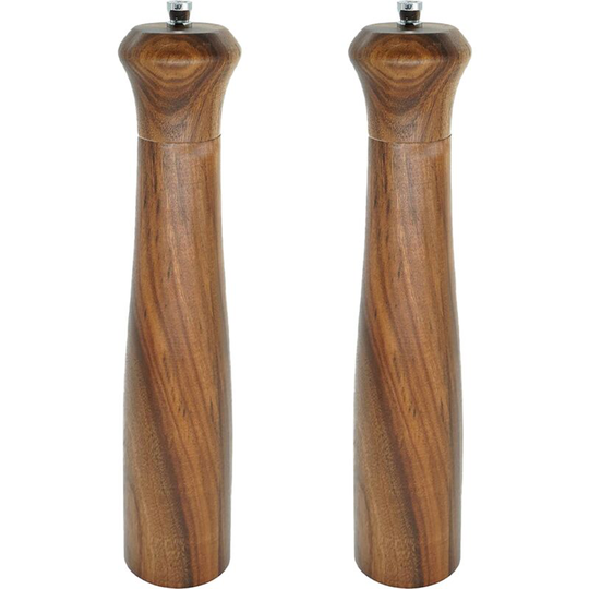 Fvbjd - Wooden Salt and Pepper Grinder set, Acacia Wood salt and pepper grinders refillable ,pepper mill 2pcs 10 inch acacia wood + color box