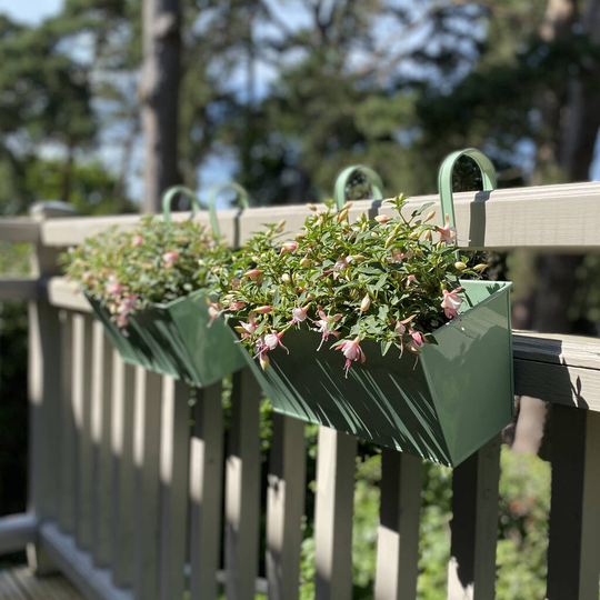 Pair Of Eau De Nil Hanging Balcony Planters