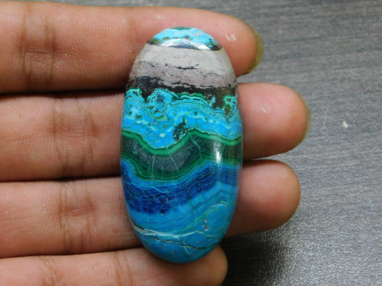 Rare Combination Of Chrysocolla Malachite Cabochon Top Quality Gemstone Hand Polish Loose Stone 113 Ct 50x25 Mm 9737