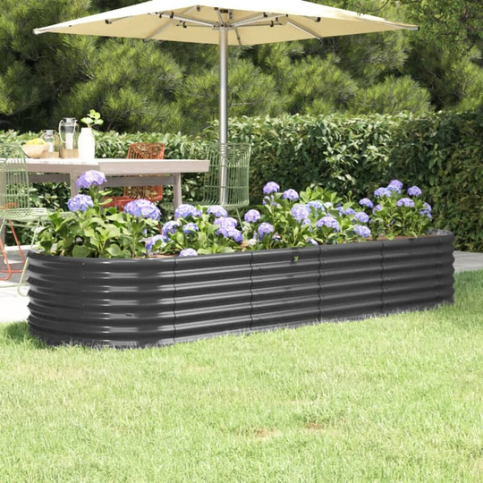 Asupermall - Garden Planter Powder-coated Steel 224x80x36 cm Anthracite