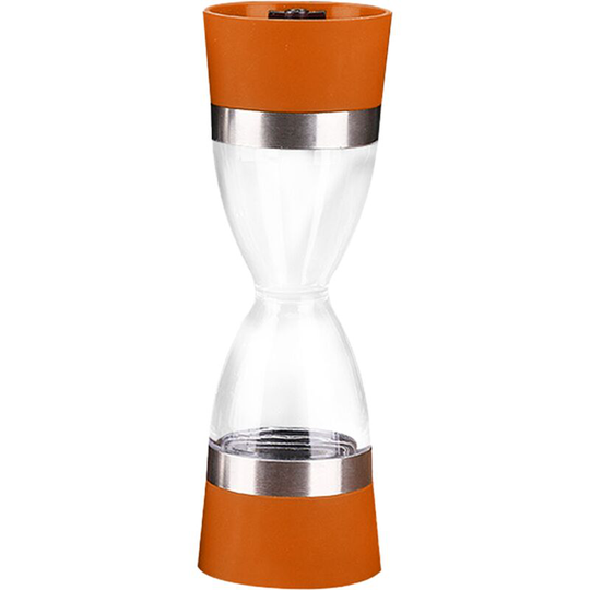 Salt and Pepper Grinder,Manual Stainless Steel Salt Pepper Mill 2 in 1- Refillable Spices Grinder Shakers orange