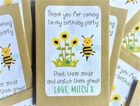 Personalised Birthday Seed Packets Envelopes With Seeds | Kids Party Favour Bag Gift Thank You Eco Friendly