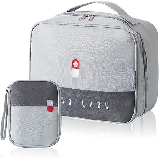Deckon - 2 Pieces First Aid Kit, Empty First Aid Kit, First Aid Kit, Empty First Aid Kit for Camping, Travel, School and Home (Gray)