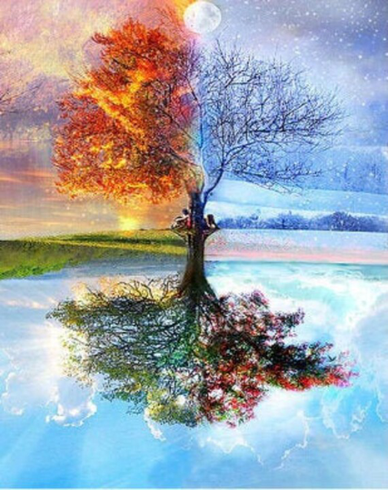 Painting By Numbers Adults UK Based Fast Delivery Four Seasons Tree Or Purple Heart - London Based Free P&p