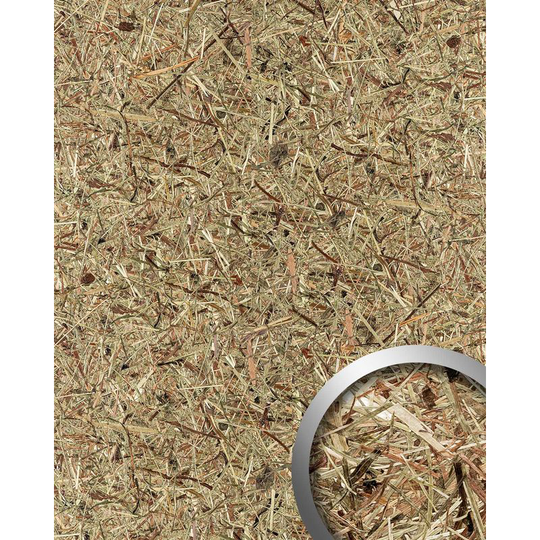 Design panelling nature decor Wallface AL-11001 alpine pure textured wall panel with natural raw alpine flowers and herbs matt self-adhesive brown