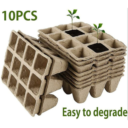 10 Pcs 12 Cell Nursery Pot Biodegradable Tray Seed Germination Trays Thsinde