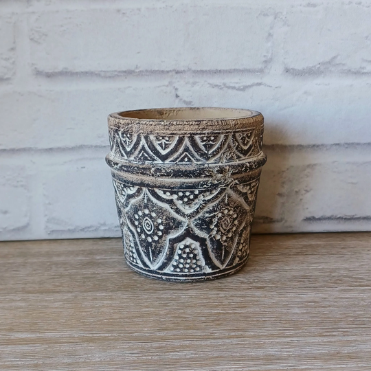 Small Vintage Rustic Brown Stone Effect Cement Antique Geometric Planters Flower Planter Holder Home Decoration Decor Gardeners Gift