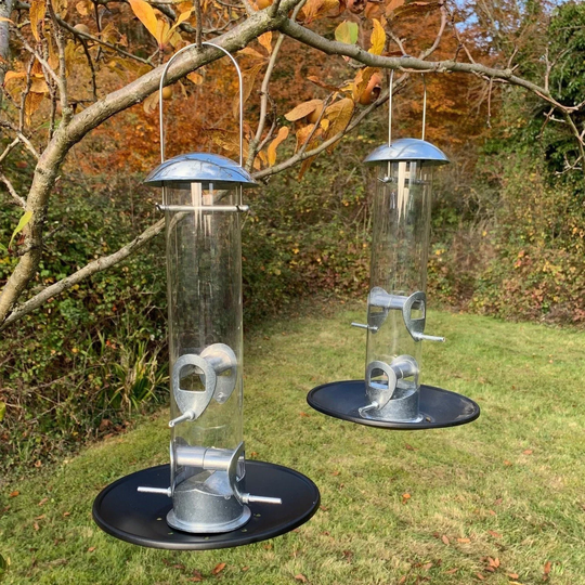 Pack Of 2 Heavy Duty Aluminium Bird Seed Feeders With Catcher Trays