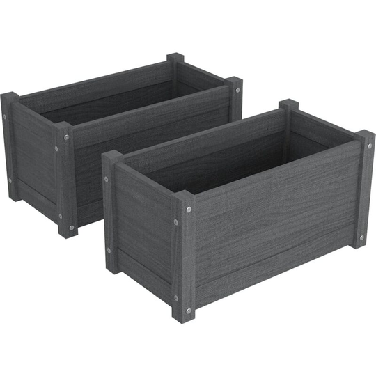 Garden Planters 2 pcs Grey 60x31x31 cm Solid Pinewood Vidaxl Grey