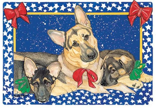 German Shepherd Christmas Cards Set Of 10 & Envelopes